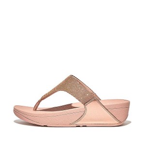 FitFlop Lulu Shimmerlux Toe-Post Women's Sandals Rose Gold | 975ZWPGXM