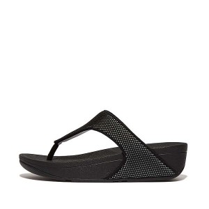 FitFlop Lulu Water Resistant Two Tone Webbing Toe-Post Women's Sandals Black | 018OPHLXV