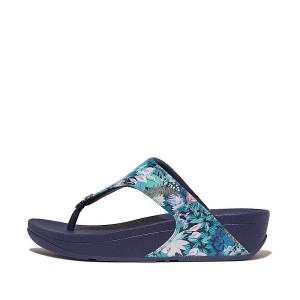 FitFlop Lulu X Jim Thompson Limited Edition Leather Toe-Post Women's Sandals Blue | 816OPWURC