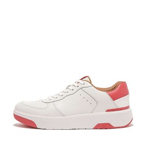 FitFlop Rally Evo Leather Women's Sneakers White / Coral | 691BSRWIH