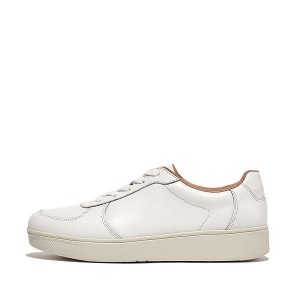 FitFlop Rally Leather Panel Women's Sneakers White | 205NEWYPK