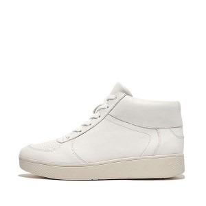 FitFlop Rally Perf Leather Mid Top Panel Women's Sneakers White | 173RNFSEA