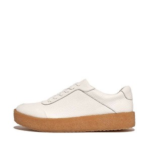 FitFlop Rally Tumbled Leather Crepe Women's Sneakers White | 419RTSDNL