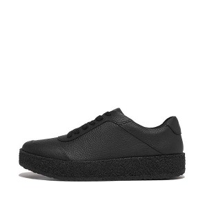 FitFlop Rally Tumbled Leather Crepe Women's Sneakers Black | 651PGZYUA