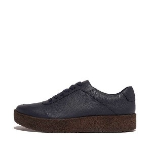 FitFlop Rally Tumbled Leather Crepe Women's Sneakers Navy | 967LGEPSC