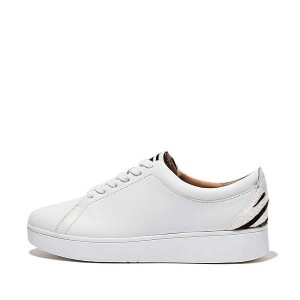 FitFlop Rally Zebra Back Leather Women's Sneakers White | 593OCYVNX