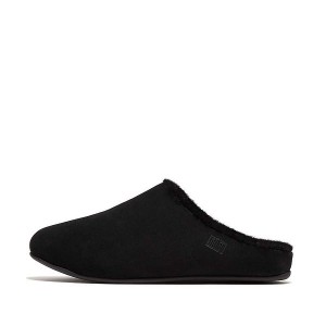 FitFlop Shove Shearling Lined Suede Men's Slippers Black | 792OMDENW