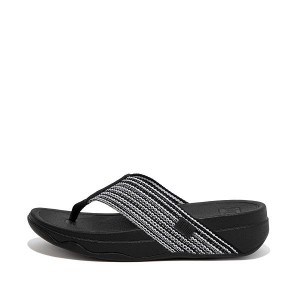 FitFlop Surfa Toe-Post Women's Sandals Black | 573LDNIZE