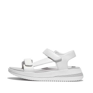 FitFlop Surff Adjustable Leather Back-Strap Women's Sandals White | 462QFSZEG