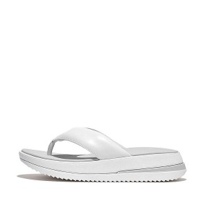 FitFlop Surff Padded Leather Toe-Post Women's Sandals White | 456EGDHZS