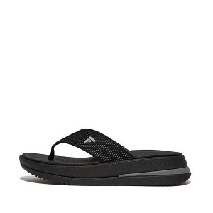 FitFlop Surff Two Tone Sports Webbing Toe-Post Women's Sandals Black | 056YTZMLX