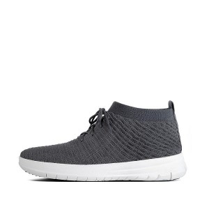 FitFlop Uberknit Slip On High Top Men's Sneakers Dark Grey | 781WPNKZL