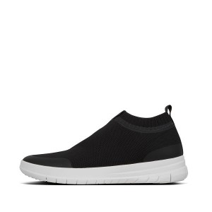 FitFlop Uberknit Slip On Men's Sneakers Black / White | 462VKZOQP