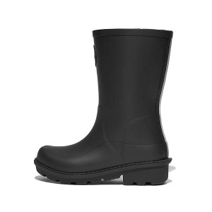 FitFlop Wonderwelly Junior Ergonomic Wellington Kids' Rain Boots Black | 856QMLXON