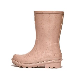 FitFlop Wonderwelly Junior Glitter Ergonomic Wellington Kids' Rain Boots Rose Gold | 374VWIUJQ