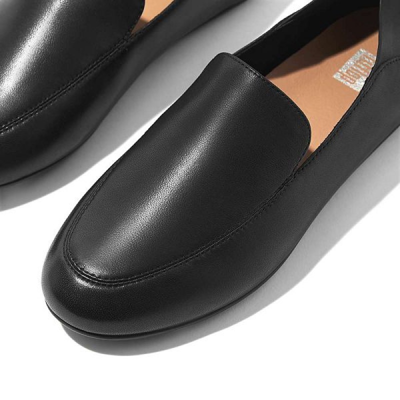 FitFlop Allegro Crush Back Leather Loafers Women's Loafers Black | 102SJITAN