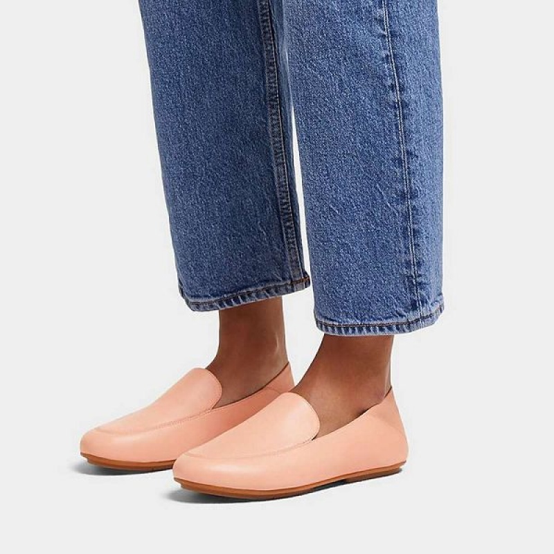 FitFlop Allegro Crush Back Leather Loafers Women's Loafers Coral | 523BELYSK