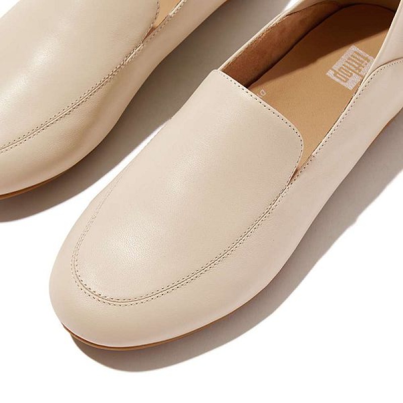 FitFlop Allegro Crush Back Leather Loafers Women's Loafers Grey / Beige | 450UKDPRC