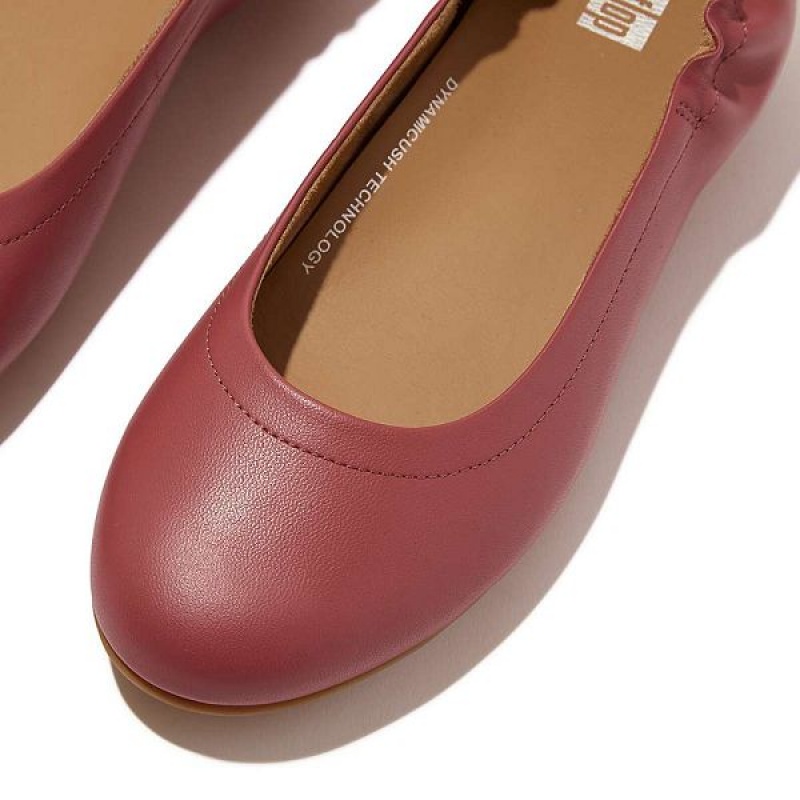 FitFlop Allegro Soft Leather Ballet Pumps Women's Ballet Flats Red | 028YSMHWF