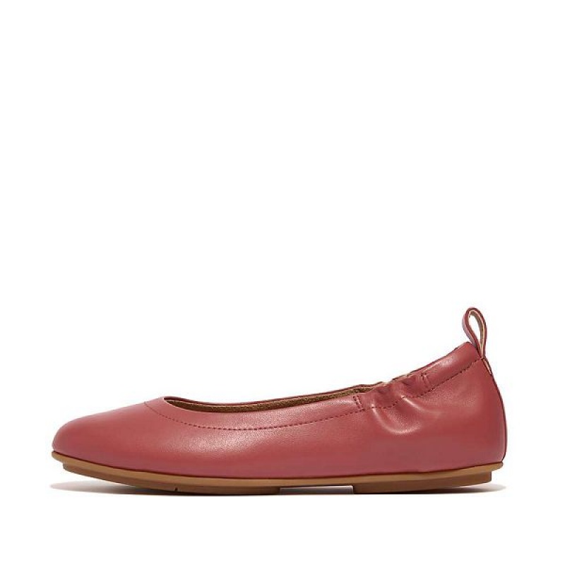 FitFlop Allegro Soft Leather Ballet Pumps Women\'s Ballet Flats Red | 028YSMHWF