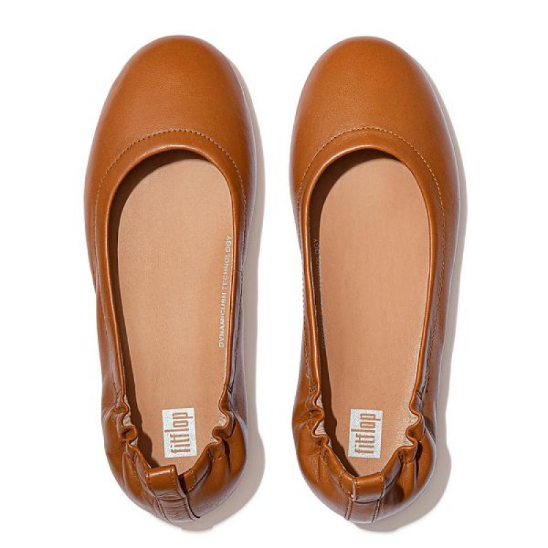 FitFlop Allegro Soft Leather Women's Ballet Flats Light Brown | 107CGVNUZ