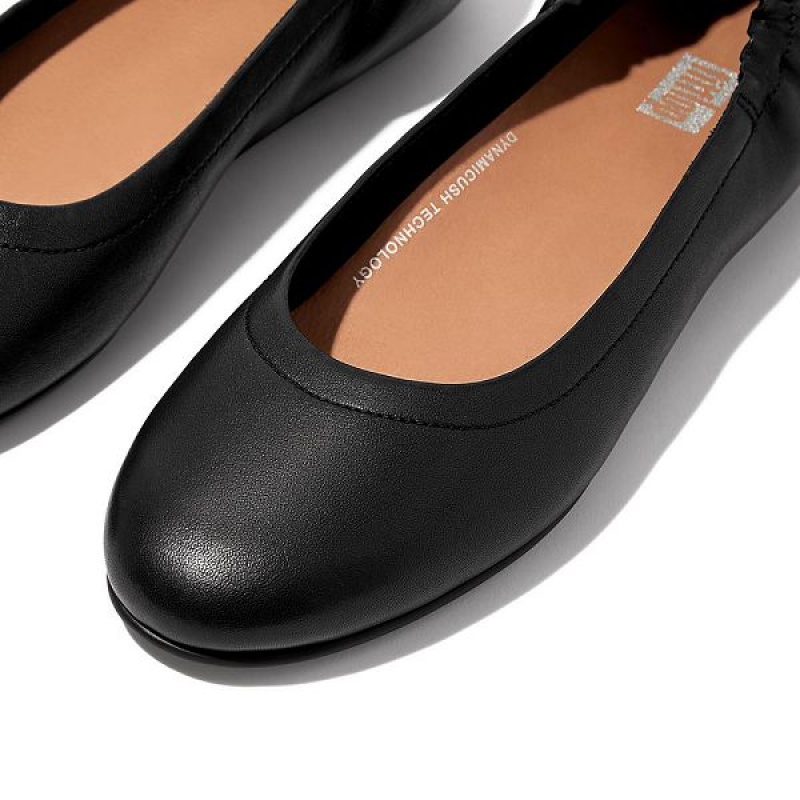 FitFlop Allegro Soft Leather Women's Ballet Flats Black | 456GVXYHA