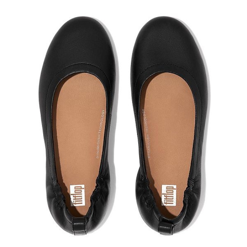 FitFlop Allegro Soft Leather Women's Ballet Flats Black | 456GVXYHA