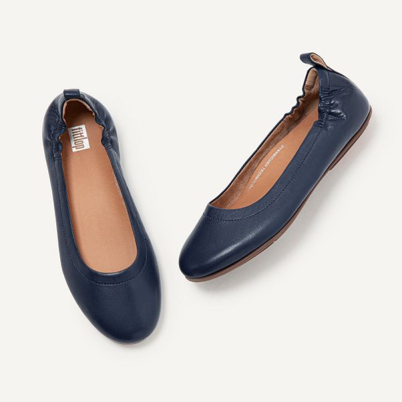 FitFlop Allegro Soft Leather Women's Ballet Flats Navy | 459FEPTOZ