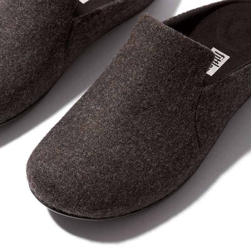 FitFlop Chrissie Ii E01 Haus Felt Women's Slippers Black | 492WFIHNZ