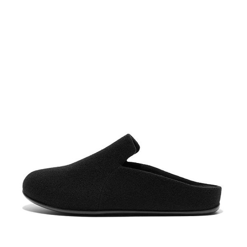 FitFlop Chrissie Ii Haus Felt Women\'s Slippers Black | 549ZYAMBL