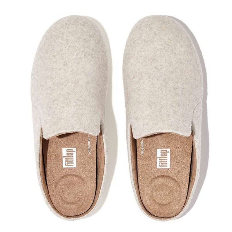 FitFlop Chrissie Ii Haus Felt Women's Slippers White | 293VYZOLG