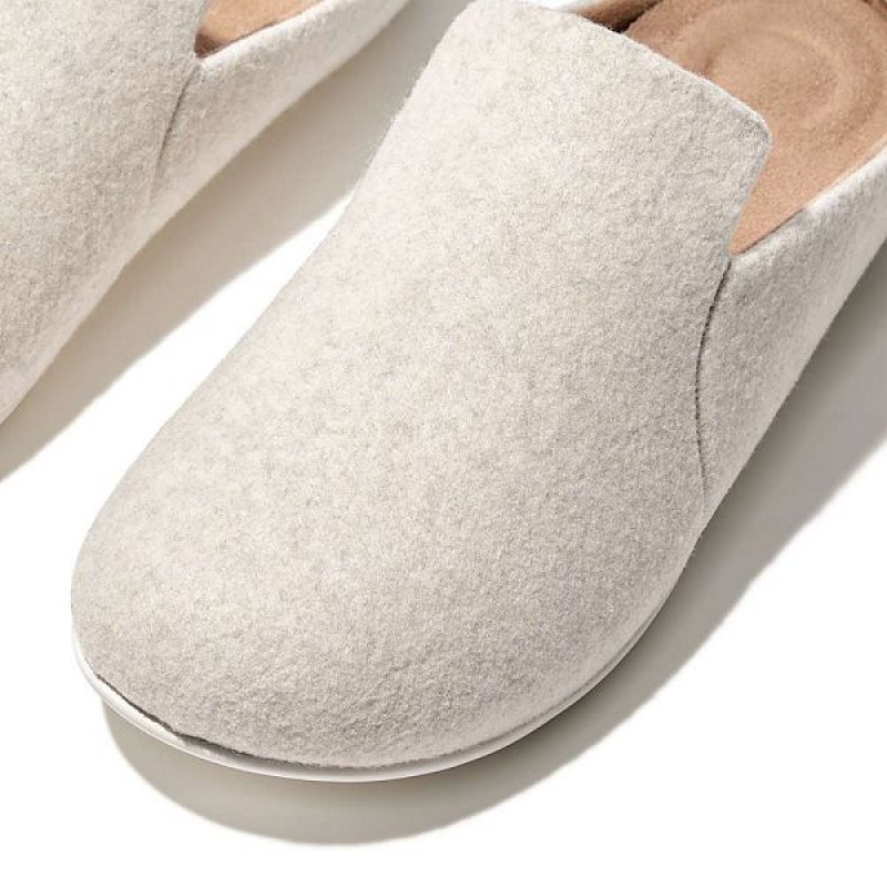 FitFlop Chrissie Ii Haus Felt Women's Slippers White | 293VYZOLG