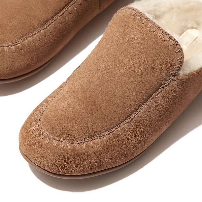 FitFlop Chrissie Ii Haus Shearling Lined Suede Women's Slippers Brown | 257CEKVRJ