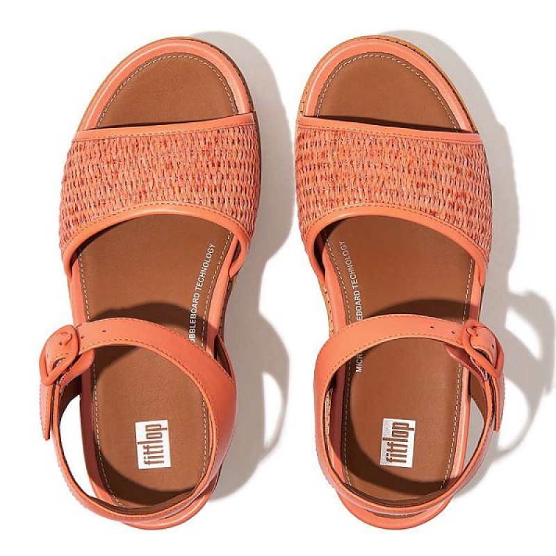 FitFlop Eloise Cork-Wrap Woven Back-Strap Wedge Women's Sandals Coral | 951FDLOWV