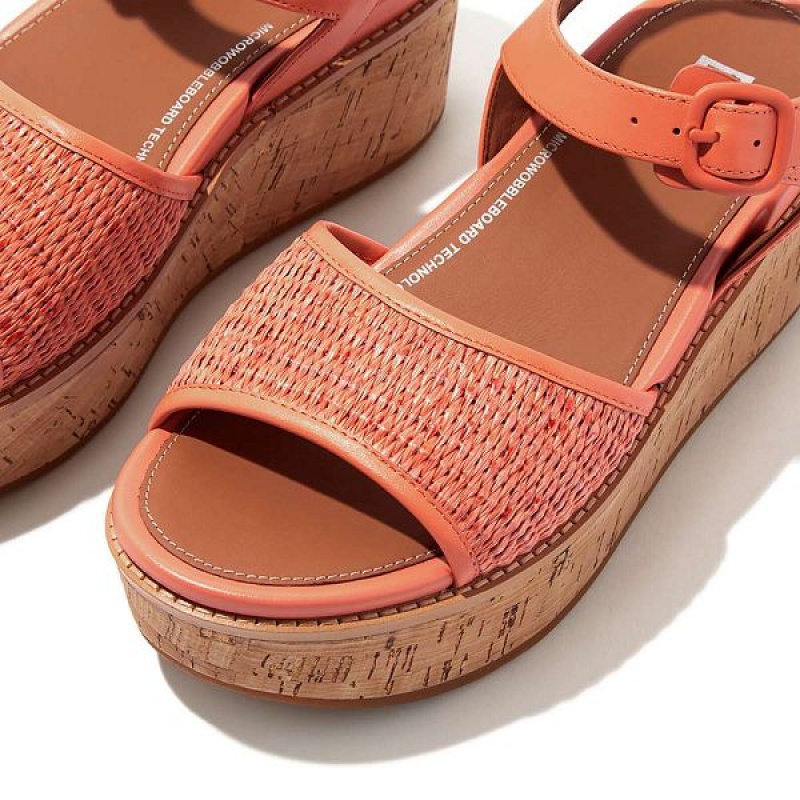 FitFlop Eloise Cork-Wrap Woven Back-Strap Wedge Women's Sandals Coral | 951FDLOWV