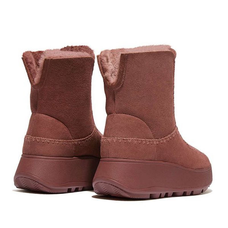 FitFlop F-Mode Double Faced Shearling Women's Flatform Boots Brown | 156WSNPHR