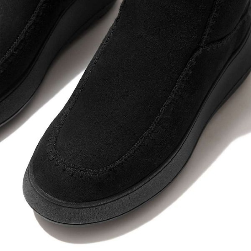 FitFlop F-Mode Double Faced Shearling Women's Flatform Boots Black | 079IPAERT