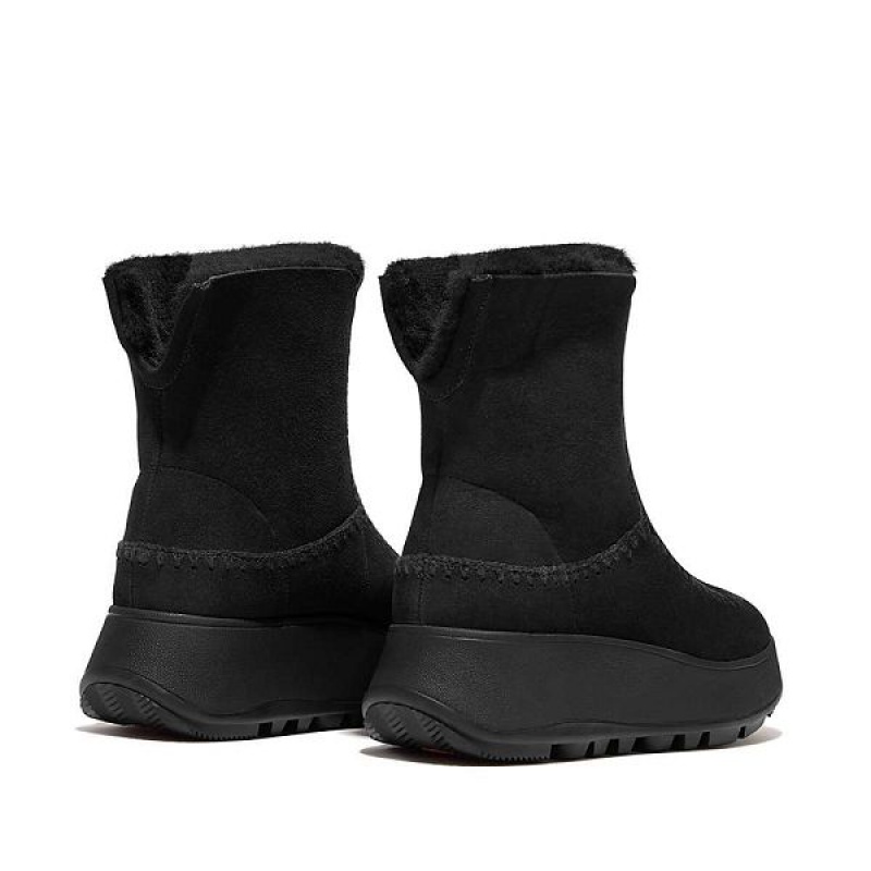 FitFlop F-Mode Double Faced Shearling Women's Flatform Boots Black | 079IPAERT