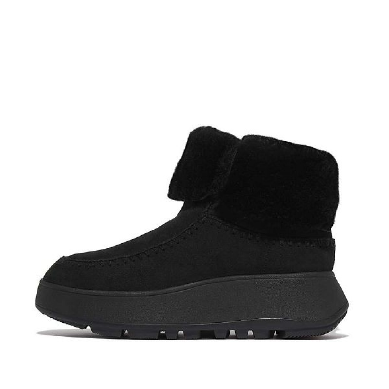 FitFlop F-Mode Double Faced Shearling Women\'s Flatform Boots Black | 079IPAERT