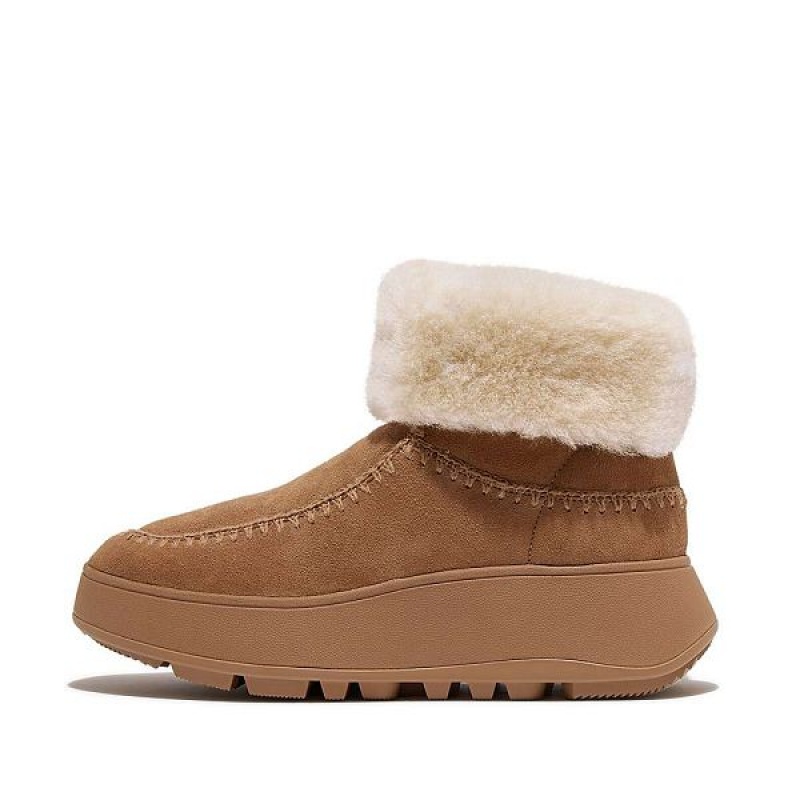 FitFlop F-Mode Double Faced Shearling Women\'s Flatform Boots Brown | 635ISXKAZ