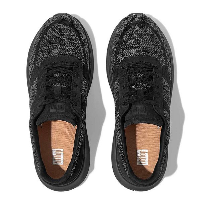 FitFlop F-Mode E01 Knit Flatform Women's Sneakers Black | 043CXGKTS