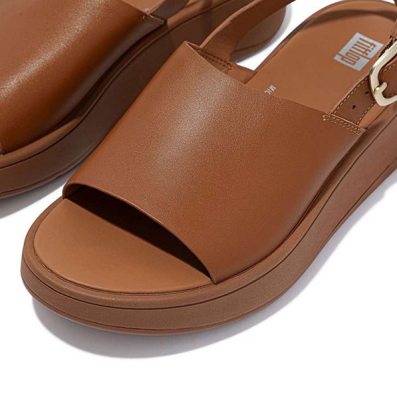 FitFlop F-Mode Leather Flatform Back-Strap Women's Sandals Light Brown | 329VWNRPF