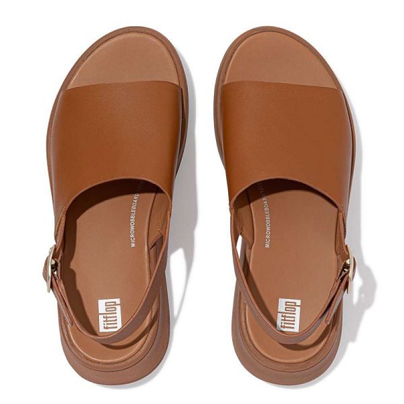 FitFlop F-Mode Leather Flatform Back-Strap Women's Sandals Light Brown | 329VWNRPF