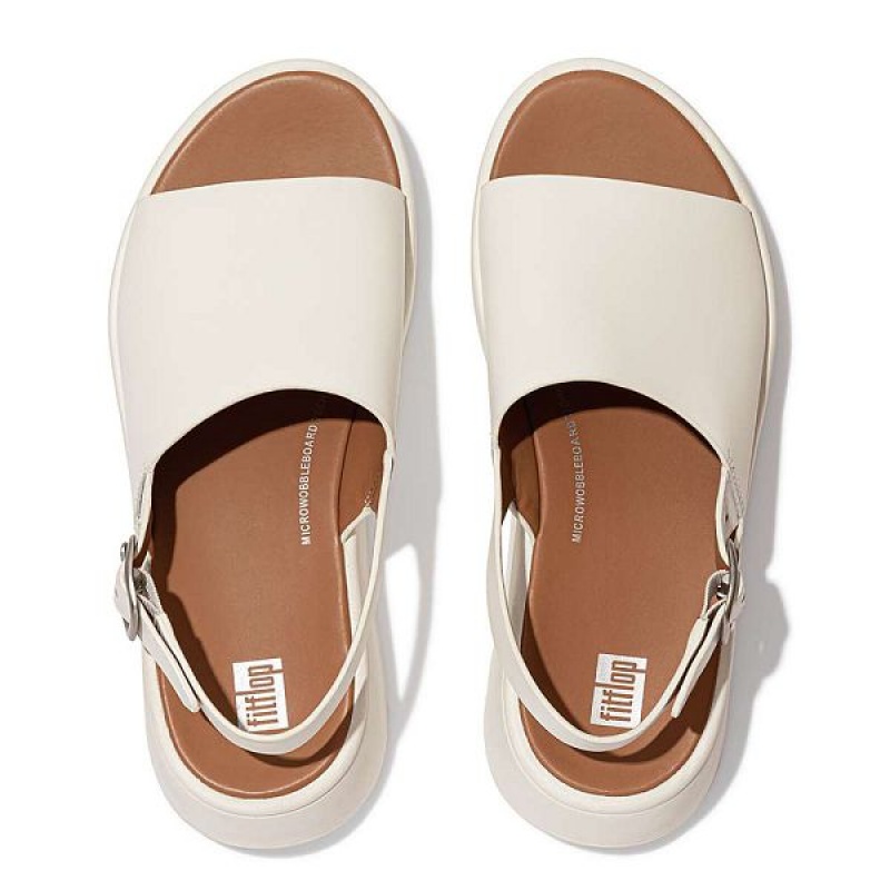 FitFlop F-Mode Leather Flatform Back-Strap Women's Sandals Cream | 564RGSVCB