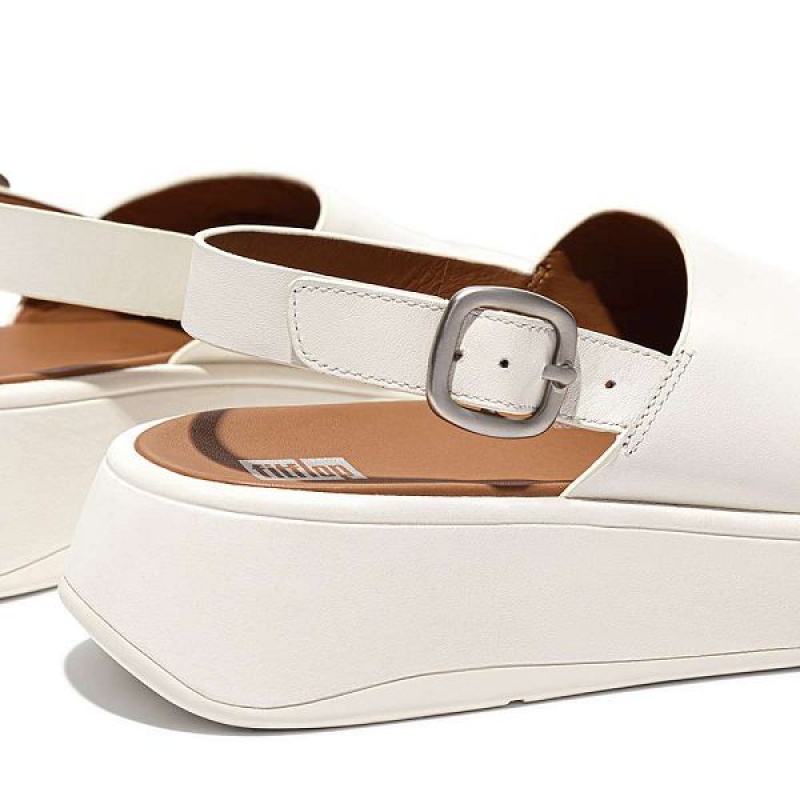 FitFlop F-Mode Leather Flatform Back-Strap Women's Sandals Cream | 564RGSVCB