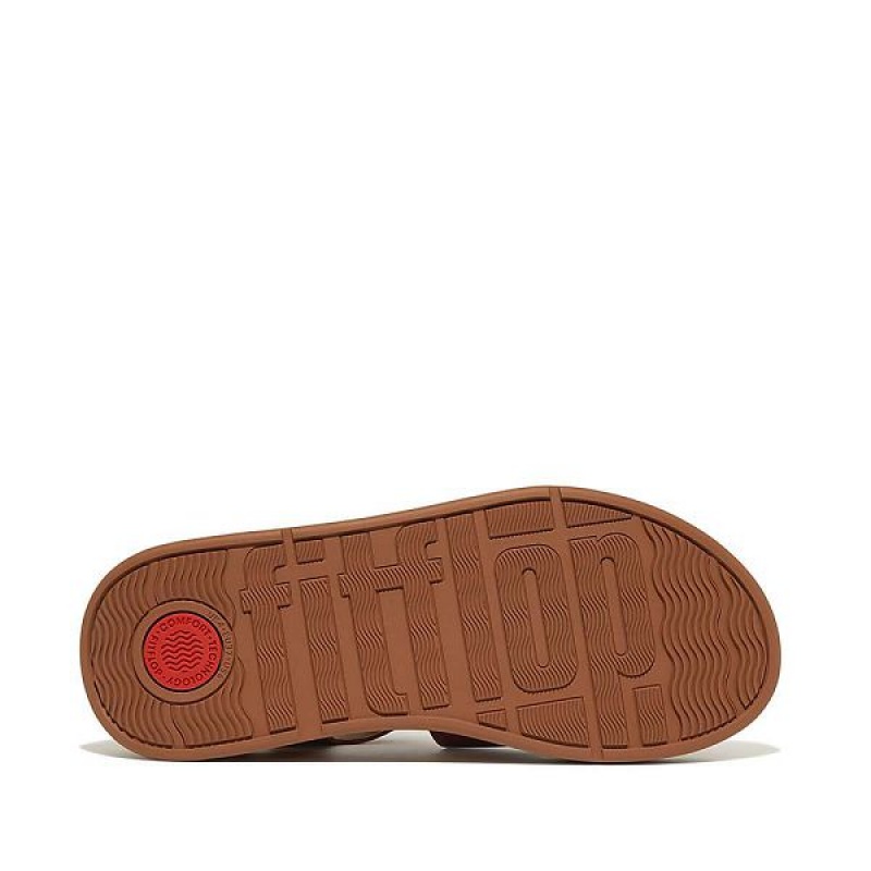 FitFlop F-Mode Leather Flatform Fisherman Women's Sandals Light Brown / Coral | 904LJQOXK