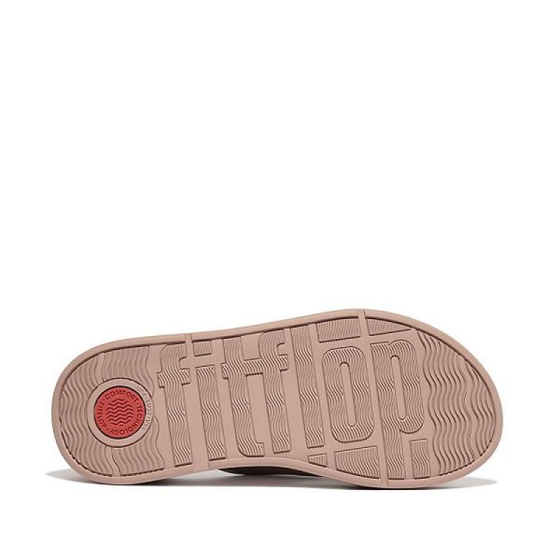 FitFlop F-Mode Leather Flatform Toe-Post Women's Sandals Beige | 687IGQRFT