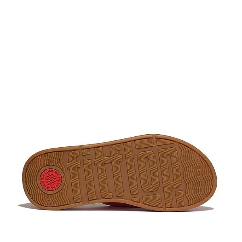 FitFlop F-Mode Leather Twist Flatform Toe-Post Women's Sandals Coral | 834OYNWKI