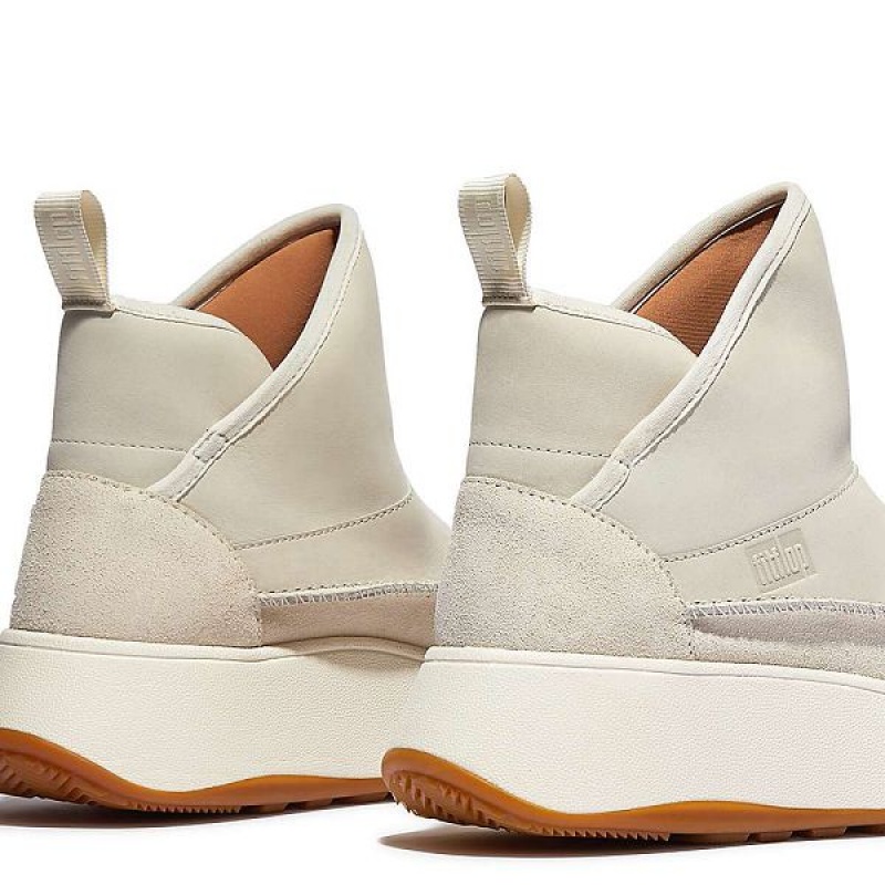 FitFlop F-Mode Nubuck-Mix Flatform Bootie Women's Sneakers Cream | 508TSCYFL