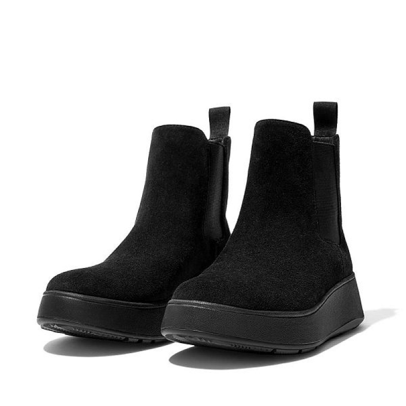 FitFlop F-Mode Suede Flatform Women's Chelsea Boots Black | 173RAMVGF